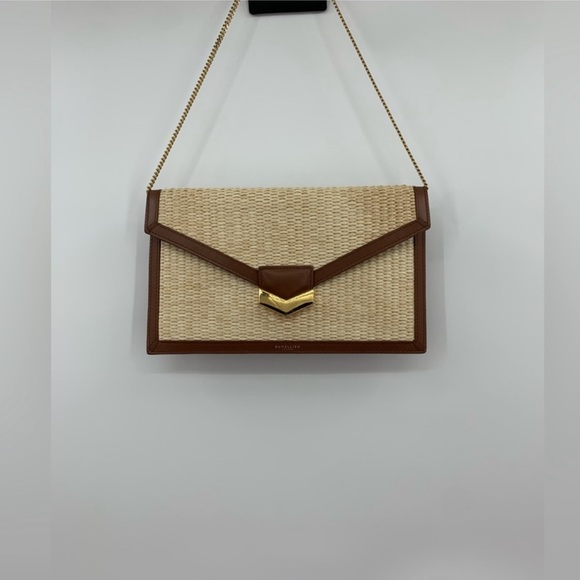 DeMellier Tokyo Raffia/Tan Brown Shoulder Bag Clutch Envelope - Picture 9 of 9